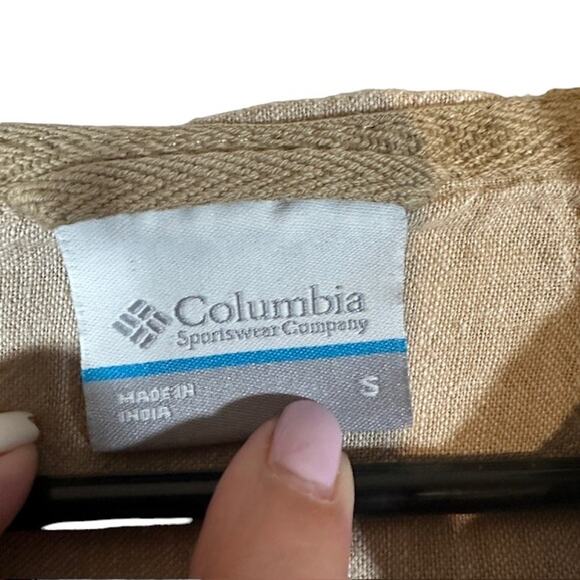 Columbia Beige Long Sleeve Hooded Cotton Hemp Blend Hiking Shirt Women Sz S - Picture 8 of 12